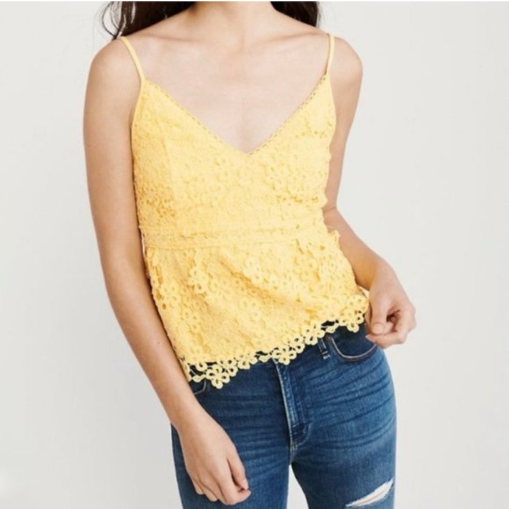 Abercrombie & Fitch Yellow Lace Peplum Cami